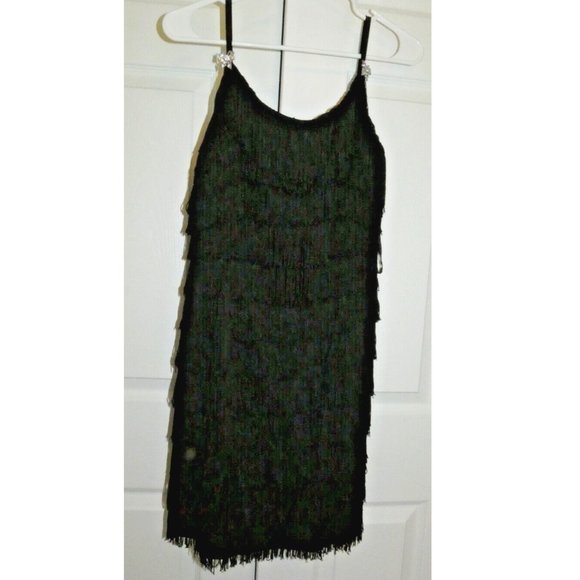 Black Flapper Dress, 1920 Fringe Halloween New Years Eve Cocktail Party Women S - Picture 8 of 16
